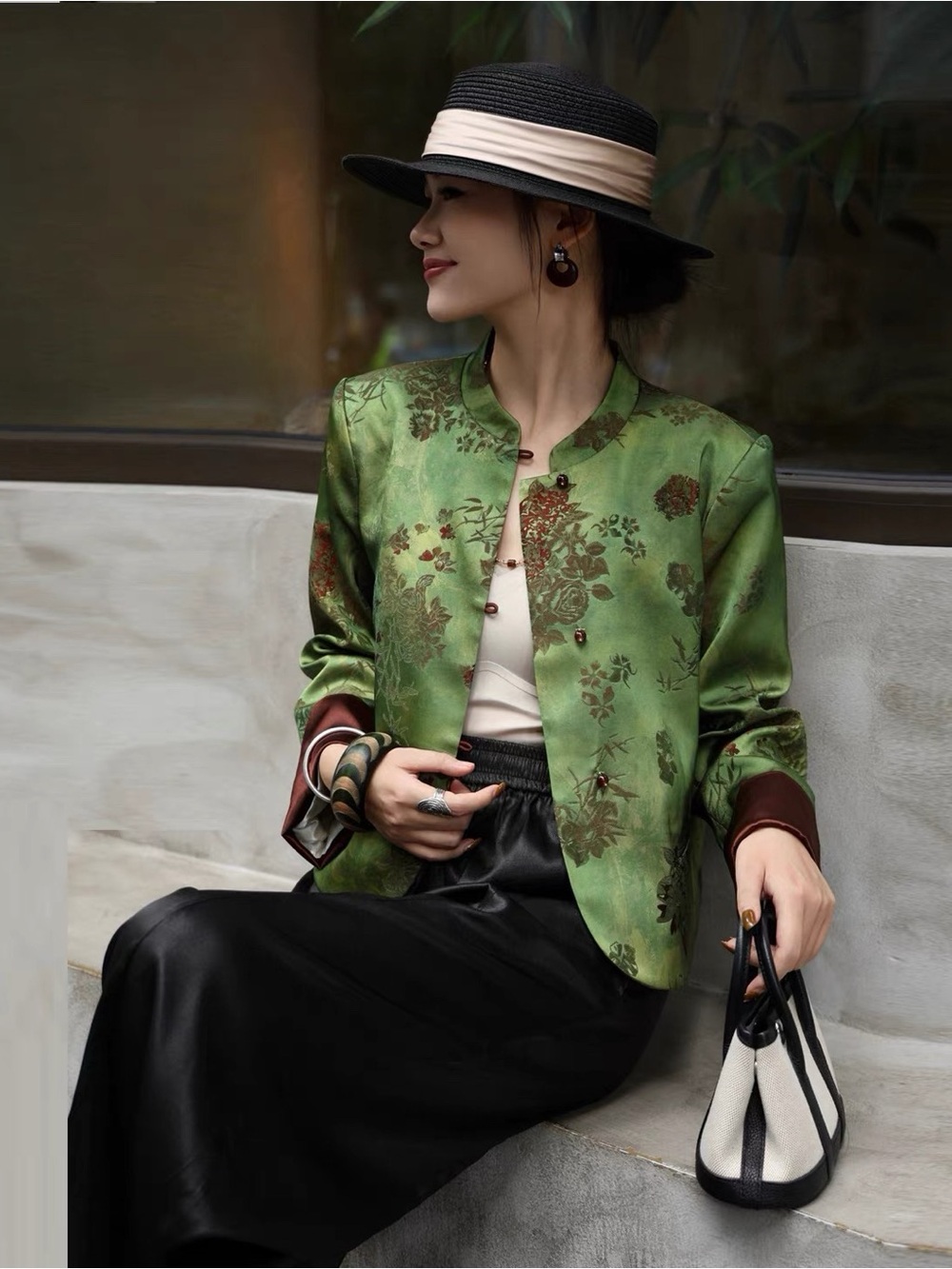 New Chinese-Style Acetate Jacquard Jacket blazer for Women new